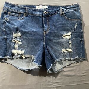 Casual Blue Distressed Jean Shorts